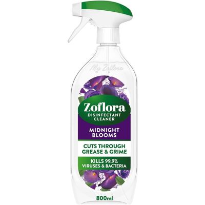 Zoflora Midnight Blooms Multipurpose Cleaner Trigger Spray, 1 x 800ml, Floral An Zoflora Midnight Blooms Multipurpose Cleaner Trigger Spray, 1 x 800ml, Floral An