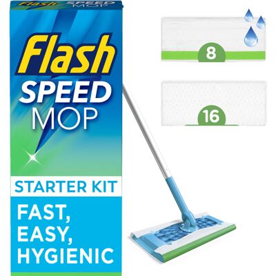 Flash Speedmop Floor Cleaner Starter Kit, Fast Easy and Hygienic (1 Handle, 8 We Flash Speedmop Floor Cleaner Starter Kit, Fast Easy and Hygienic (1 Handle, 8 We