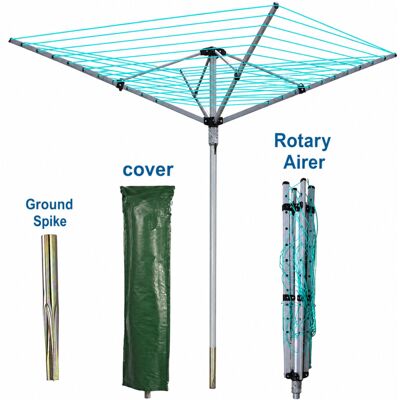 AAMEN Rotary Washing Line 60m Heavy Duty Clothes Line Outdoor Airer & Spike AAMEN Rotary Washing Line 60m Heavy Duty Clothes Line Outdoor Airer & Spike