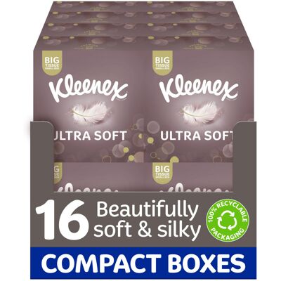 Kleenex Ultra Soft Extra Large Facial Tissues - Multipack 16 Compact Tissue Boxe Kleenex Ultra Soft Extra Large Facial Tissues - Multipack 16 Compact Tissue Boxe