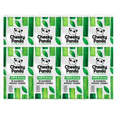 The Cheeky Panda Bamboo Pocket Tissues, 8 Pack of 10 Hypoallergenic The Cheeky Panda Bamboo Pocket Tissues, 8 Pack of 10 Hypoallergenic