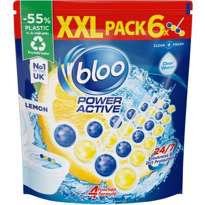 Bloo Power Active Toilet Rim Block XXL pack (300g = 6x50g) with Fresh Bloo Power Active Toilet Rim Block XXL pack (300g = 6x50g) with Fresh