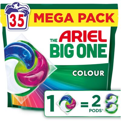 Ariel The Big One PODS Laundry Capsules, 35 Washes, Colour – 2X Stain Ariel The Big One PODS Laundry Capsules, 35 Washes, Colour – 2X Stain