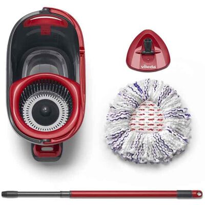 Vileda Turbo 3in1 Spin Mop Bucket Set with Foot Pedal Telescopic Han Vileda Turbo 3in1 Spin Mop Bucket Set with Foot Pedal Telescopic Han
