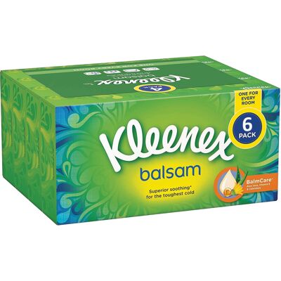 Kleenex Balsam 3 Ply Facial Tissues 6 Pack Boxes Kleenex Balsam 3 Ply Facial Tissues 6 Pack Boxes