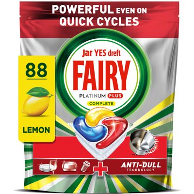 Fairy Platinum Plus Dishwasher Tablets Lemon, 88 Capsules, Impeccable Clean Even Fairy Platinum Plus Dishwasher Tablets Lemon, 88 Capsules, Impeccable Clean Even