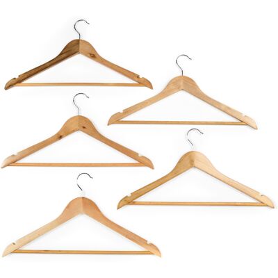 Beldray Wooden Clothes Hangers – Pack of 5 Sturdy Suit Hangers, Multifunctional Beldray Wooden Clothes Hangers – Pack of 5 Sturdy Suit Hangers, Multifunctional