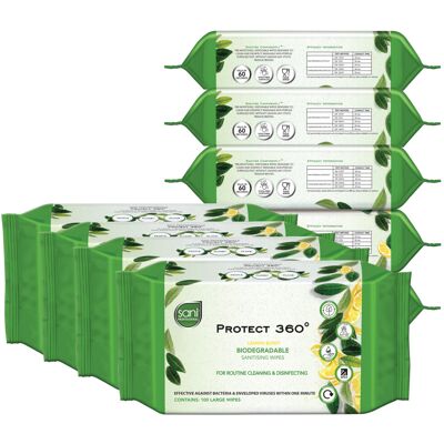 PDI Sani Professional - Protect 360 Biodegradable Sanitising Wipes - 9 Packs x 100 W PDI Sani Professional - Protect 360 Biodegradable Sanitising Wipes - 9 Packs x 100 W