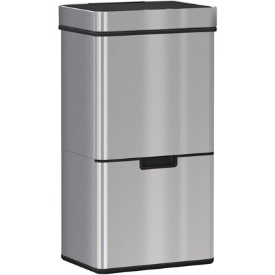 HOMCOM 72L Recycling Sensor Bin Stainless Steel 3 Compartments For HOMCOM 72L Recycling Sensor Bin Stainless Steel 3 Compartments For