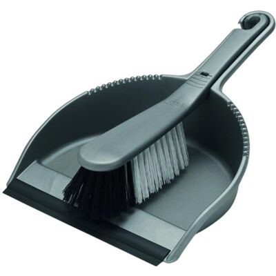 Addis Housewares 510405 Dustpan and Stiff Brush Set, Metallic Silver, 5cm Addis Housewares 510405 Dustpan and Stiff Brush Set, Metallic Silver, 5cm