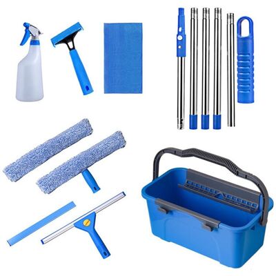 Unbranded Professional Window Cleaning Kit with Bucket Long Handle Window Squeegee and Mic Unbranded Professional Window Cleaning Kit with Bucket Long Handle Window Squeegee and Mic