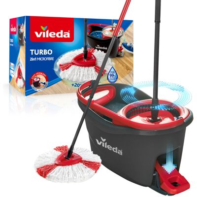 Vileda Turbo 2in1 Spin Mop & Bucket Set with Foot Pedal Telescopic Handle (Up Vileda Turbo 2in1 Spin Mop & Bucket Set with Foot Pedal Telescopic Handle (Up