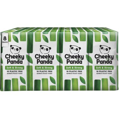The Cheeky Panda Bamboo Pocket Tissues 8 Packs of 10 Tissues Plastic Free Pack The Cheeky Panda Bamboo Pocket Tissues 8 Packs of 10 Tissues Plastic Free Pack