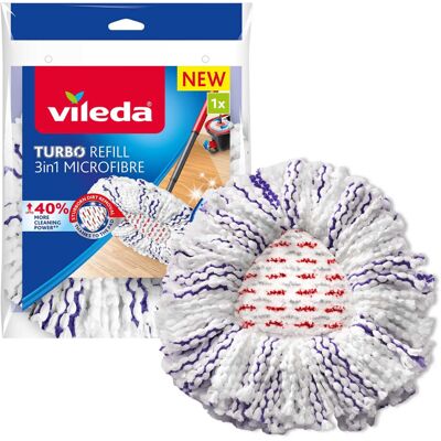Vileda Turbo 3in1 mop refill pack of 1 suitable for all Vileda spin mop syste Vileda Turbo 3in1 mop refill pack of 1 suitable for all Vileda spin mop syste