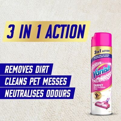 Vanish Gold Carpet Cleaner Foam Stain Remover 600ml Eliminates Dirt Pe Vanish Gold Carpet Cleaner Foam Stain Remover 600ml Eliminates Dirt Pe