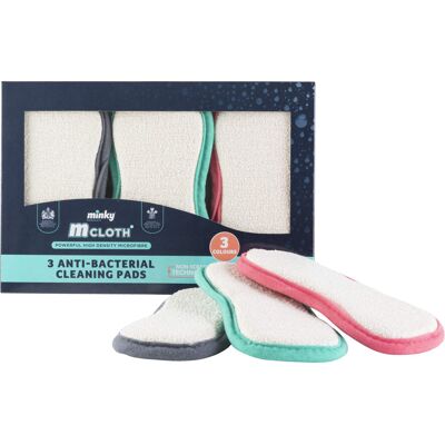 Minky Anti-Bacterial Cleaing Pad - 3 Pack - Reusable Microfibre Cloth Minky Anti-Bacterial Cleaing Pad - 3 Pack - Reusable Microfibre Cloth