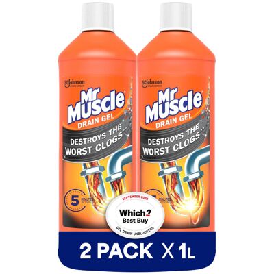 Mr Muscle Drain Unblocker Liquid (2 x 1L), Sink & Drain Cleaner, Mr Muscle Drain Unblocker Liquid (2 x 1L), Sink & Drain Cleaner,