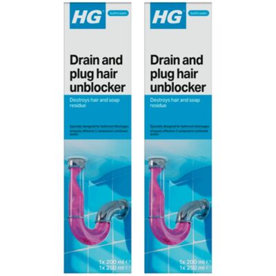 HG 2 X Hair Unblocker 200 ml + 250 ml - First Aid for Blocked Bathroom Drains HG 2 X Hair Unblocker 200 ml + 250 ml - First Aid for Blocked Bathroom Drains