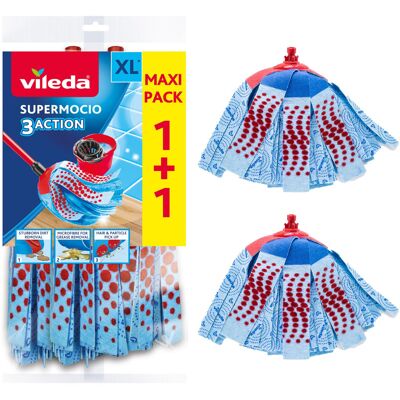 Vileda SuperMocio 3Action XL Mop Refill - Pack of 2 - Fits all Vileda SuperMocio 3Action XL Mop Refill - Pack of 2 - Fits all