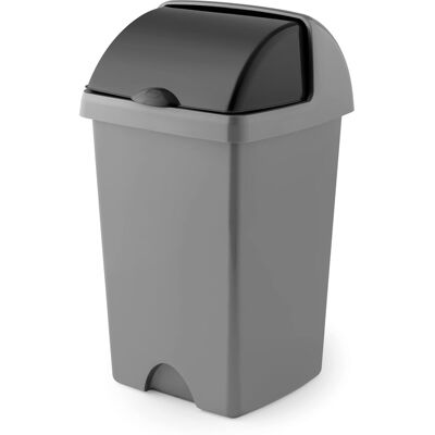 Addis 25ltr Roll Top Kitchen Waste Trash Complete Bin, Metallic Silver & Dark Gr Addis 25ltr Roll Top Kitchen Waste Trash Complete Bin, Metallic Silver & Dark Gr