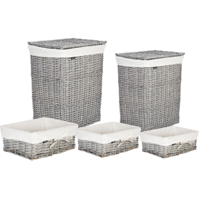 Beliani - Handmade 5 Basket Set - Storage Baskets for Laundry & Accessories Beliani - Handmade 5 Basket Set - Storage Baskets for Laundry & Accessories