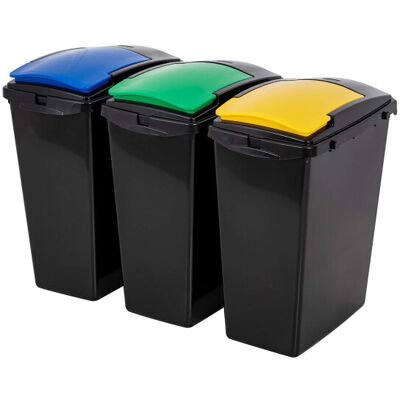 Addis Recycling 40 Litre Set of 3 Waste Utility Plastic Bins Interlocking Clips, Addis Recycling 40 Litre Set of 3 Waste Utility Plastic Bins Interlocking Clips,