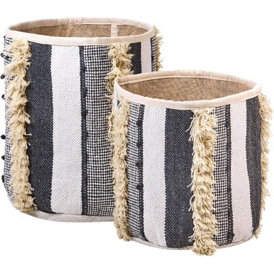 Beliani Set of 2 Storage Baskets - Cotton, Beige, Grey - 40/45cm Beliani Set of 2 Storage Baskets - Cotton, Beige, Grey - 40/45cm
