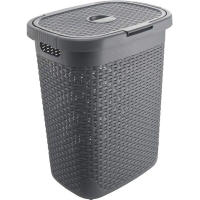 Addis Faux Rattan 50 Litre Family Laundry Clothes Washing Hamper Bin with Lid, C Addis Faux Rattan 50 Litre Family Laundry Clothes Washing Hamper Bin with Lid, C