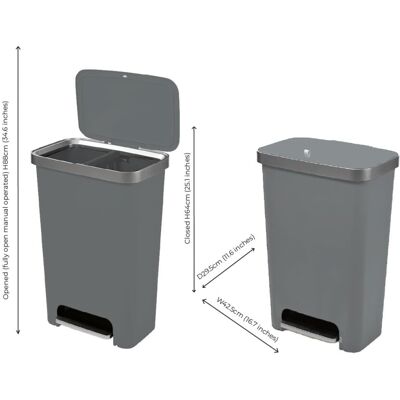 Addis 50L Rectangular Kitchen Pedal Bin with Recycling Divider – Large Family Wa Addis 50L Rectangular Kitchen Pedal Bin with Recycling Divider – Large Family Wa