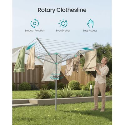 SONGMICS Rotary Washing Line, Clothes Lines for Outside, Foldable Clothes Airer, SONGMICS Rotary Washing Line, Clothes Lines for Outside, Foldable Clothes Airer,