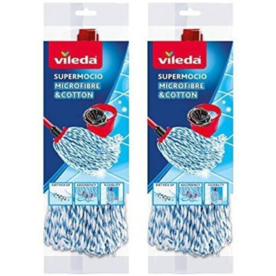 Vileda Mop Refill Pack of 2 Microfiber Cotton Mop Heads Vileda Mop Refill Pack of 2 Microfiber Cotton Mop Heads