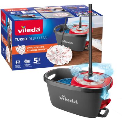 Vileda Turbo Deep Clean Spin Mop and Bucket Set with Foot Pedal Wringer Vileda Turbo Deep Clean Spin Mop and Bucket Set with Foot Pedal Wringer