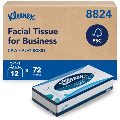 Kleenex Facial Tissue Box, 3-Ply White Tissues, Soft, Strong & Absorbent, Fragra Kleenex Facial Tissue Box, 3-Ply White Tissues, Soft, Strong & Absorbent, Fragra