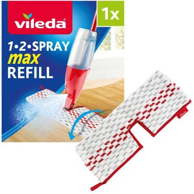 Vileda 1-2 Spray Max Refill - Double-Sided Cleaning for Wet & Dry Use - Fits 1-2 Vileda 1-2 Spray Max Refill - Double-Sided Cleaning for Wet & Dry Use - Fits 1-2
