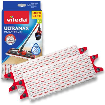 Vileda UltraMax Refill, 2 Pack, Suitable for all Vileda Flat Mop Systems, for al Vileda UltraMax Refill, 2 Pack, Suitable for all Vileda Flat Mop Systems, for al