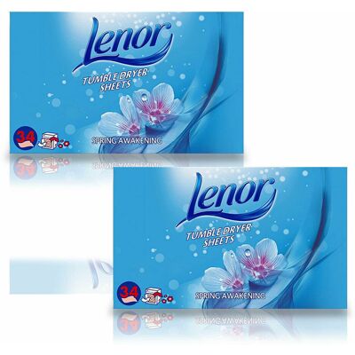 2 Pack of Lenor Tumble Dryer Fabric Conditioner Sheets Spring Awakening, 34 Shee 2 Pack of Lenor Tumble Dryer Fabric Conditioner Sheets Spring Awakening, 34 Shee