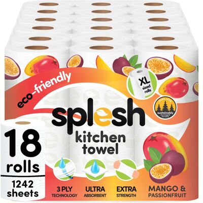 Cusheen Splesh Mango & Passionfruit Scented Kitchen Towel 3 Ply Pack of 18 Rolls Ultra A Cusheen Splesh Mango & Passionfruit Scented Kitchen Towel 3 Ply Pack of 18 Rolls Ultra A
