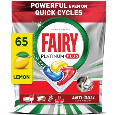 Fairy Platinum Plus Dishwasher Tablets Lemon, 65 Capsules, Impeccable Clean Even Fairy Platinum Plus Dishwasher Tablets Lemon, 65 Capsules, Impeccable Clean Even
