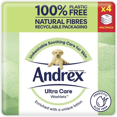 Andrex Ultra Care Washlets - Soothing Care For Skin - Wet Wipes Contain Aloe Ver Andrex Ultra Care Washlets - Soothing Care For Skin - Wet Wipes Contain Aloe Ver