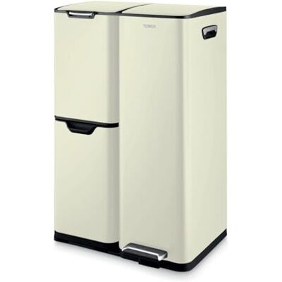 Tower Recycling Pedal Bin, Three Individual Compartments with Removable Inner Bu Tower Recycling Pedal Bin, Three Individual Compartments with Removable Inner Bu