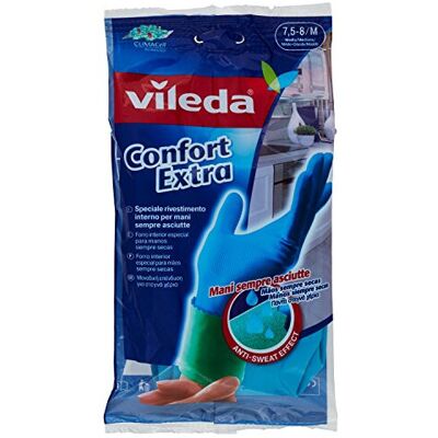 Vileda Comfort and Care Rubber Gloves with Chamomile Lotion Size M, 1 Pair Vileda Comfort and Care Rubber Gloves with Chamomile Lotion Size M, 1 Pair