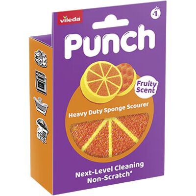 Vileda Punch Orange Heavy Duty Sponge Scourer Kitchen Cleaner Vileda Punch Orange Heavy Duty Sponge Scourer Kitchen Cleaner