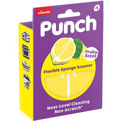 Vileda Punch Lemon Multi Purpose Sponge Scourer Vileda Punch Lemon Multi Purpose Sponge Scourer