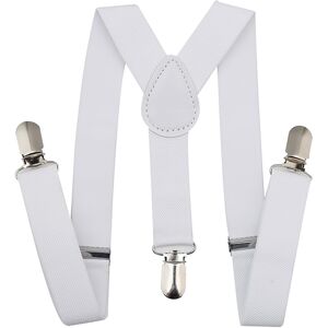 Trimming Shop (Clip on - White) 25mm Mens Adjustable Braces Y Shape Heavy Duty Clip On Suspend