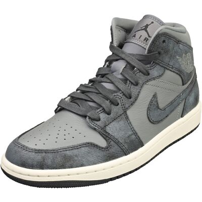 (4) Nike Air Jordan 1 Mid Se Womens Fashion Trainers in Smoke Grey (4) Nike Air Jordan 1 Mid Se Womens Fashion Trainers in Smoke Grey