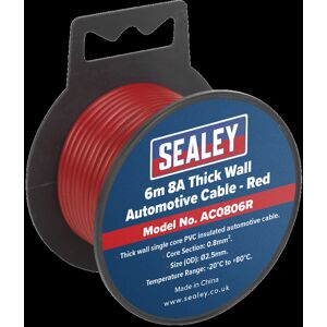Sealey AC0806R Automotive Cable Thick Wall 8A 6m Red - Automotive Cable Sealey AC0806R Automotive Cable Thick Wall 8A 6m Red - Automotive Cable