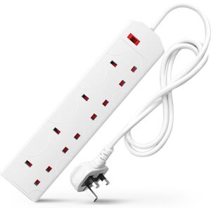 DESIRETECH White 1 Meter Electric Extension Lead - 4 Gang, 3 Pin Cable with UK P DESIRETECH White 1 Meter Electric Extension Lead - 4 Gang, 3 Pin Cable with UK P