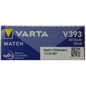 Varta V393 silver oxide non-rechargeable coin battery, 1.55V, 1 piece, SR48, 65 Varta V393 silver oxide non-rechargeable coin battery, 1.55V, 1 piece, SR48, 65