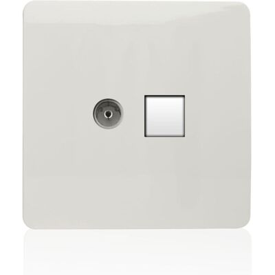 Trendi Artistic Modern Glossy Tactile TV Co-axial Socket - White Trendi Artistic Modern Glossy Tactile TV Co-axial Socket - White
