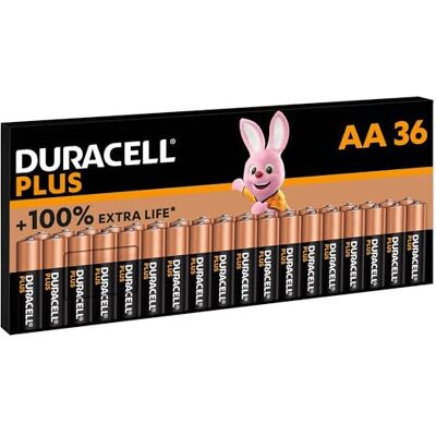 Duracell Duracell Plus AA Batteries - 36 Pack - Alkaline 1.5V - Extra Life - Batteries Duracell Duracell Plus AA Batteries - 36 Pack - Alkaline 1.5V - Extra Life - Batteries